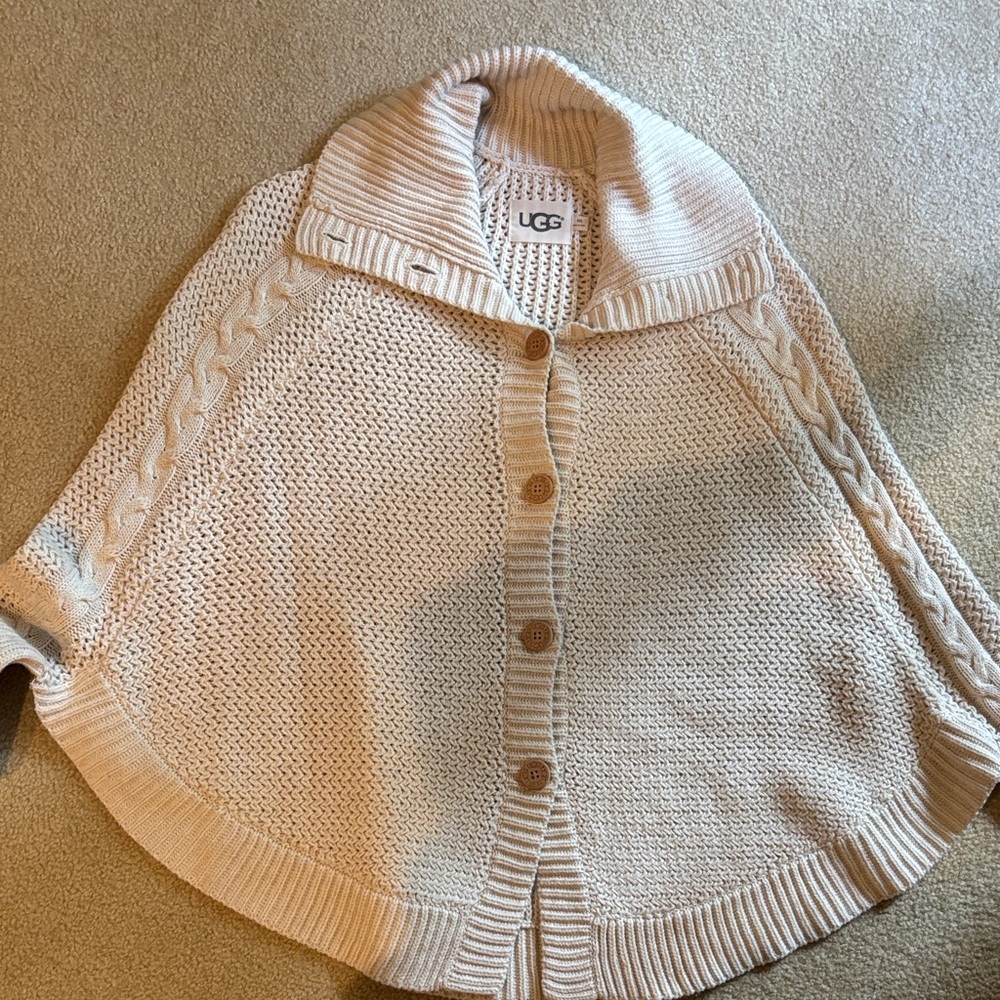 UGG Women's Cream Button-Up Poncho
